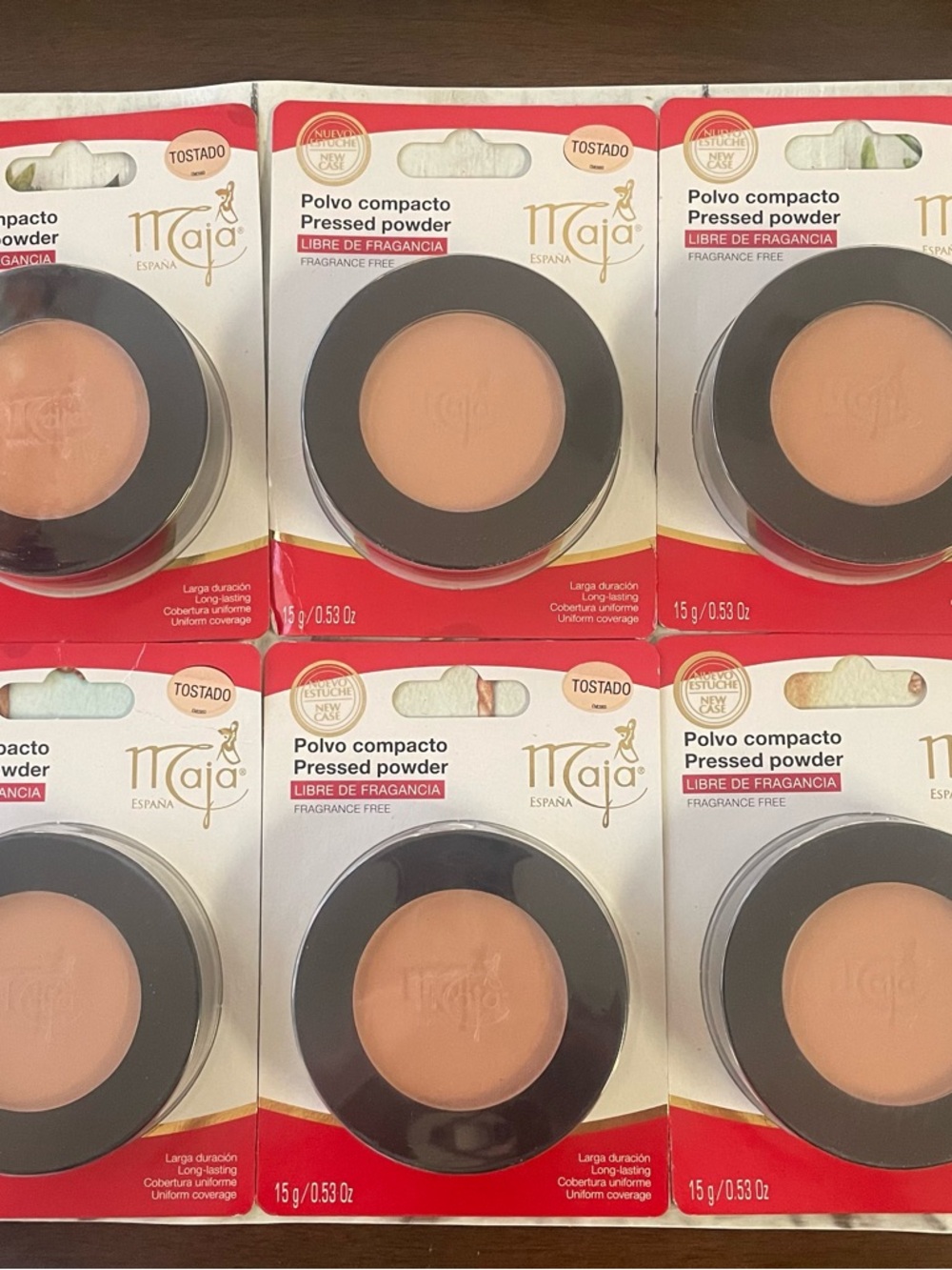 Maja Spain Pressed Powder Mirror and Tassel Compartment Set of 6 Tostado